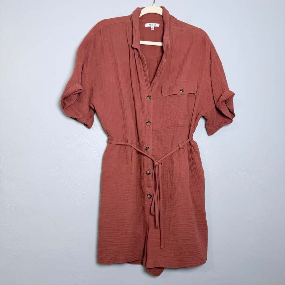 Madewell Lightspun Belted Safari Romper Size XL